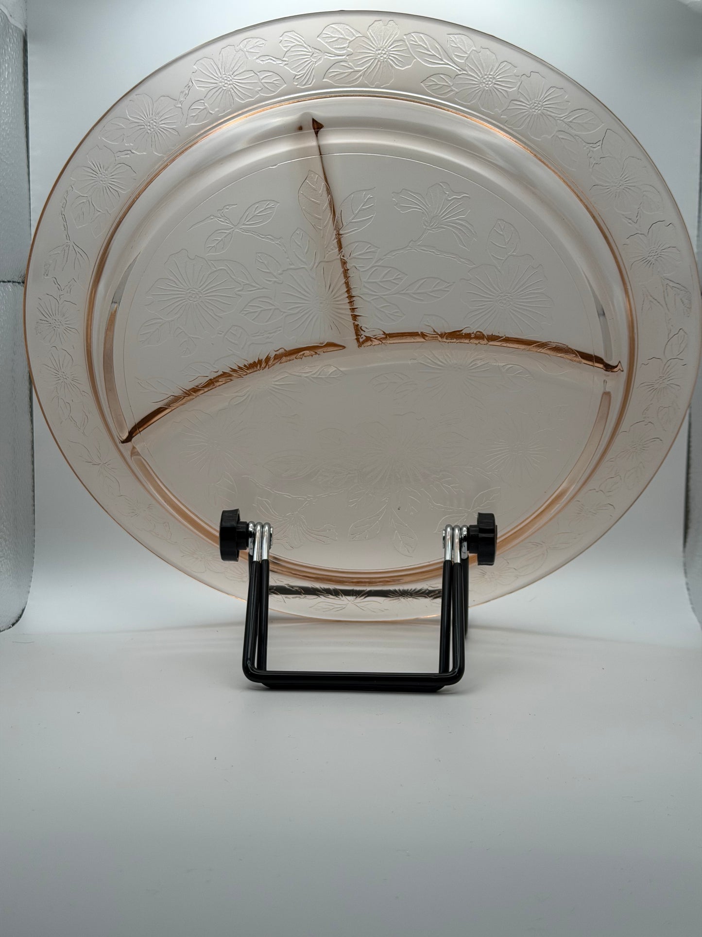 Vintage MacBeth-Evans Pink Depression Glass "Dogwood" Grill Plate (1929-1932)