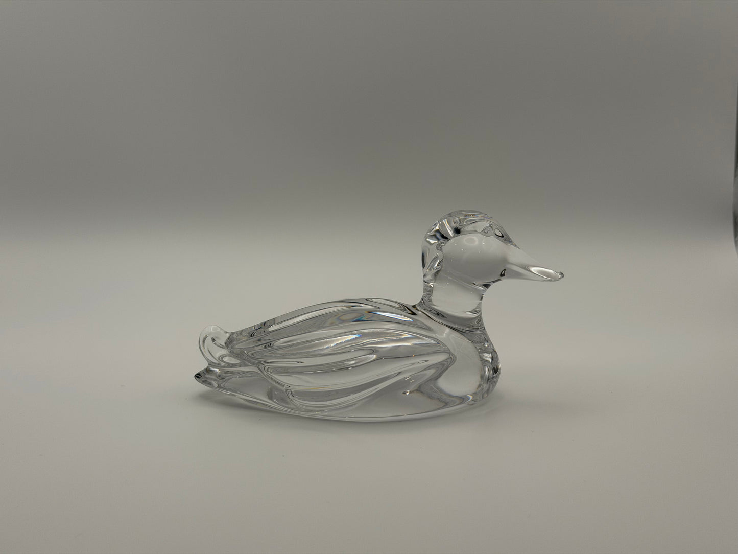 Vintage Stylized Clear Crystal Duck Figurine & Paperweight