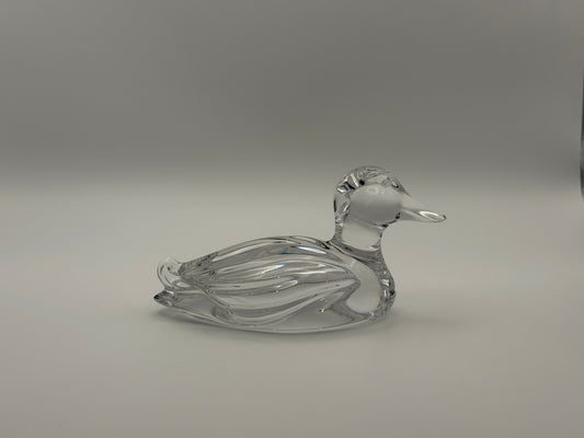 Vintage Stylized Clear Crystal Duck Figurine & Paperweight
