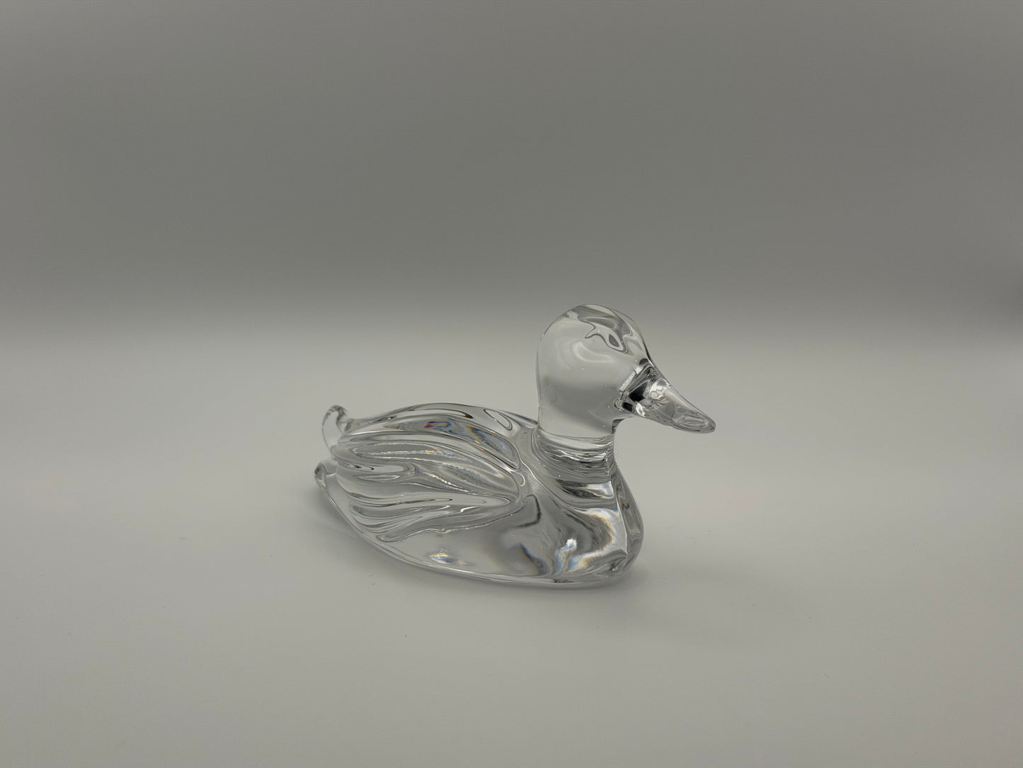 Vintage Stylized Clear Crystal Duck Figurine & Paperweight