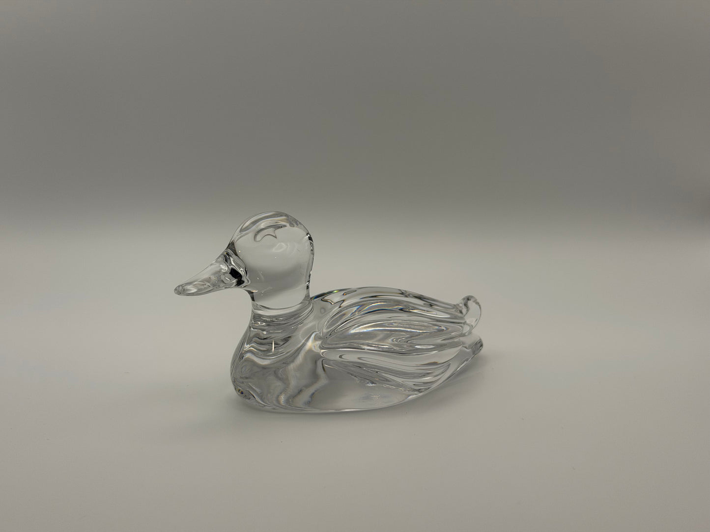 Vintage Stylized Clear Crystal Duck Figurine & Paperweight