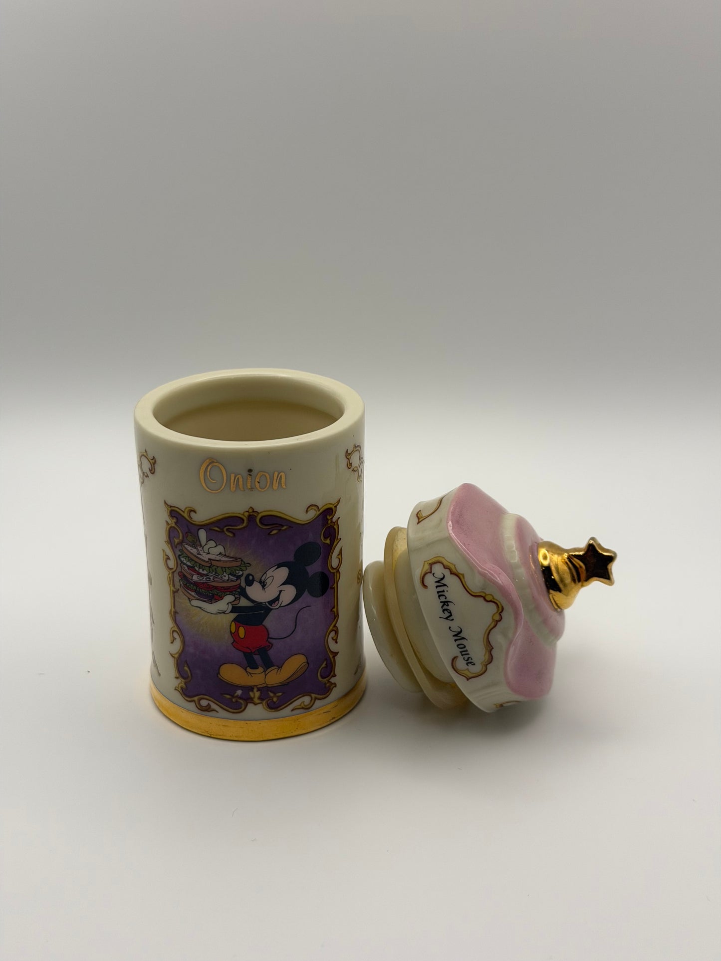 Vintage 1995 Lenox Walt Disney Spice Jar – Mickey Mouse "Onion" (Porcelain & 24K Gold)