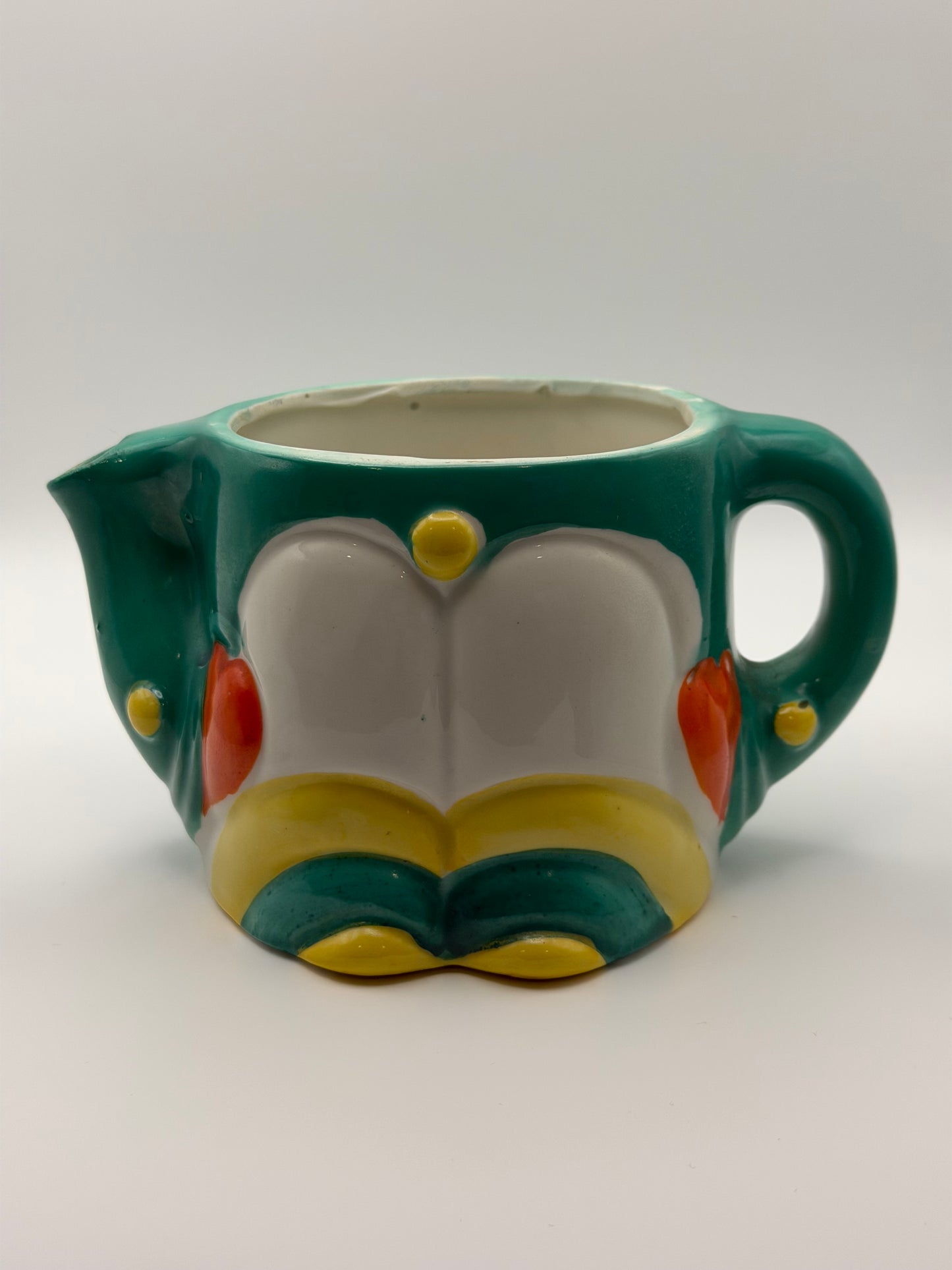 Vintage 1930s Takito (TT) Ceramic Clown Citrus Juicer & Pitcher Set (Made in Japan)