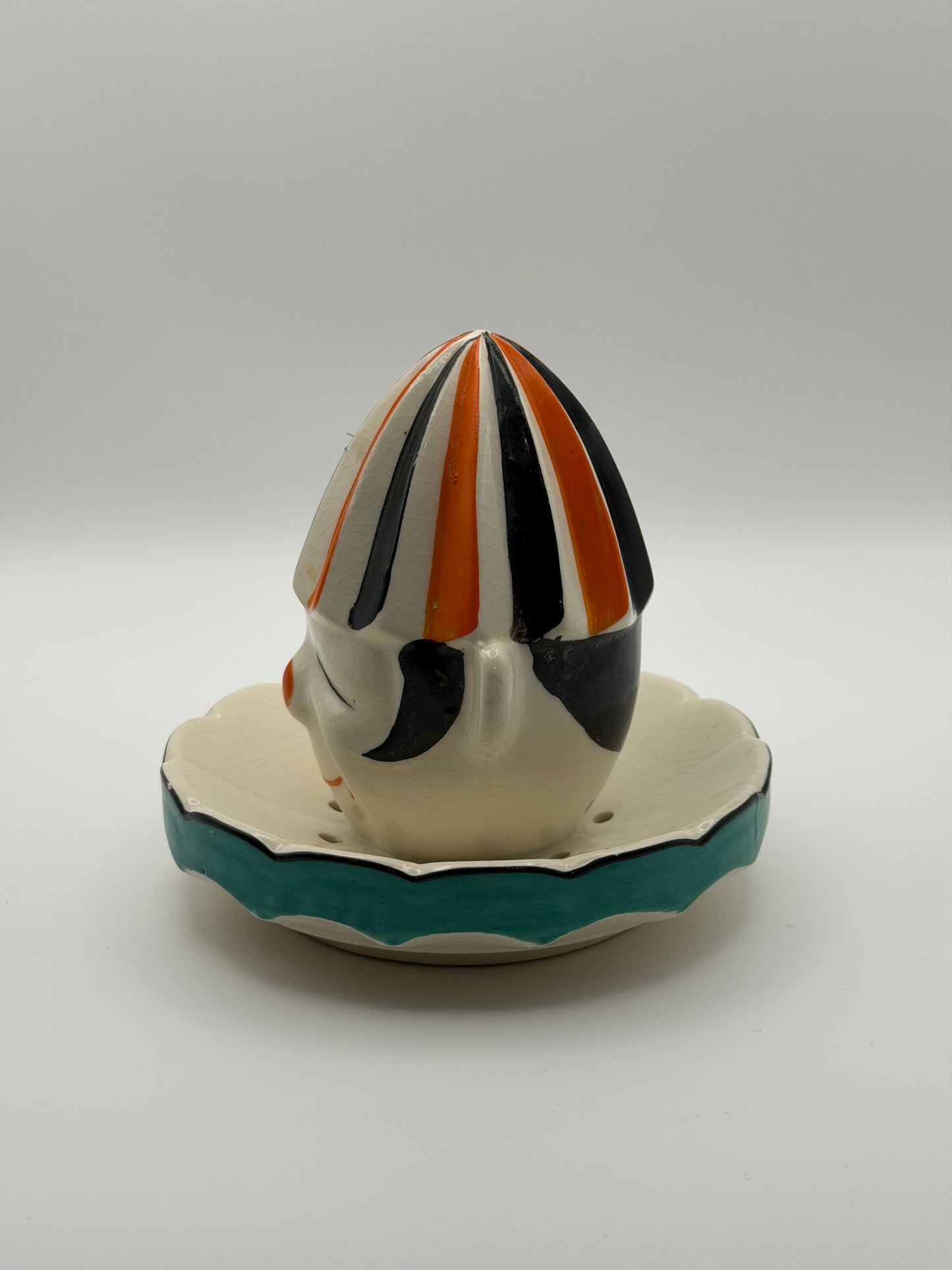 Vintage 1930s Takito (TT) Ceramic Clown Citrus Juicer & Pitcher Set (Made in Japan)
