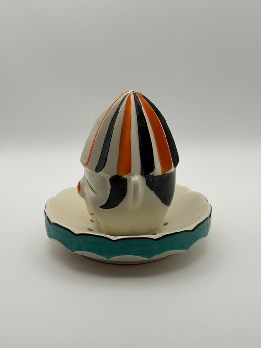 Vintage 1930s Takito (TT) Ceramic Clown Citrus Juicer & Pitcher Set (Made in Japan)