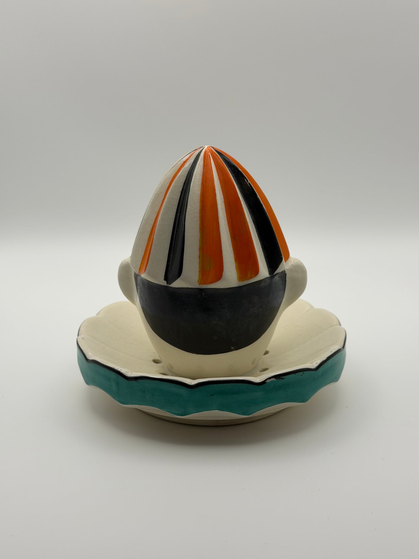 Vintage 1930s Takito (TT) Ceramic Clown Citrus Juicer & Pitcher Set (Made in Japan)