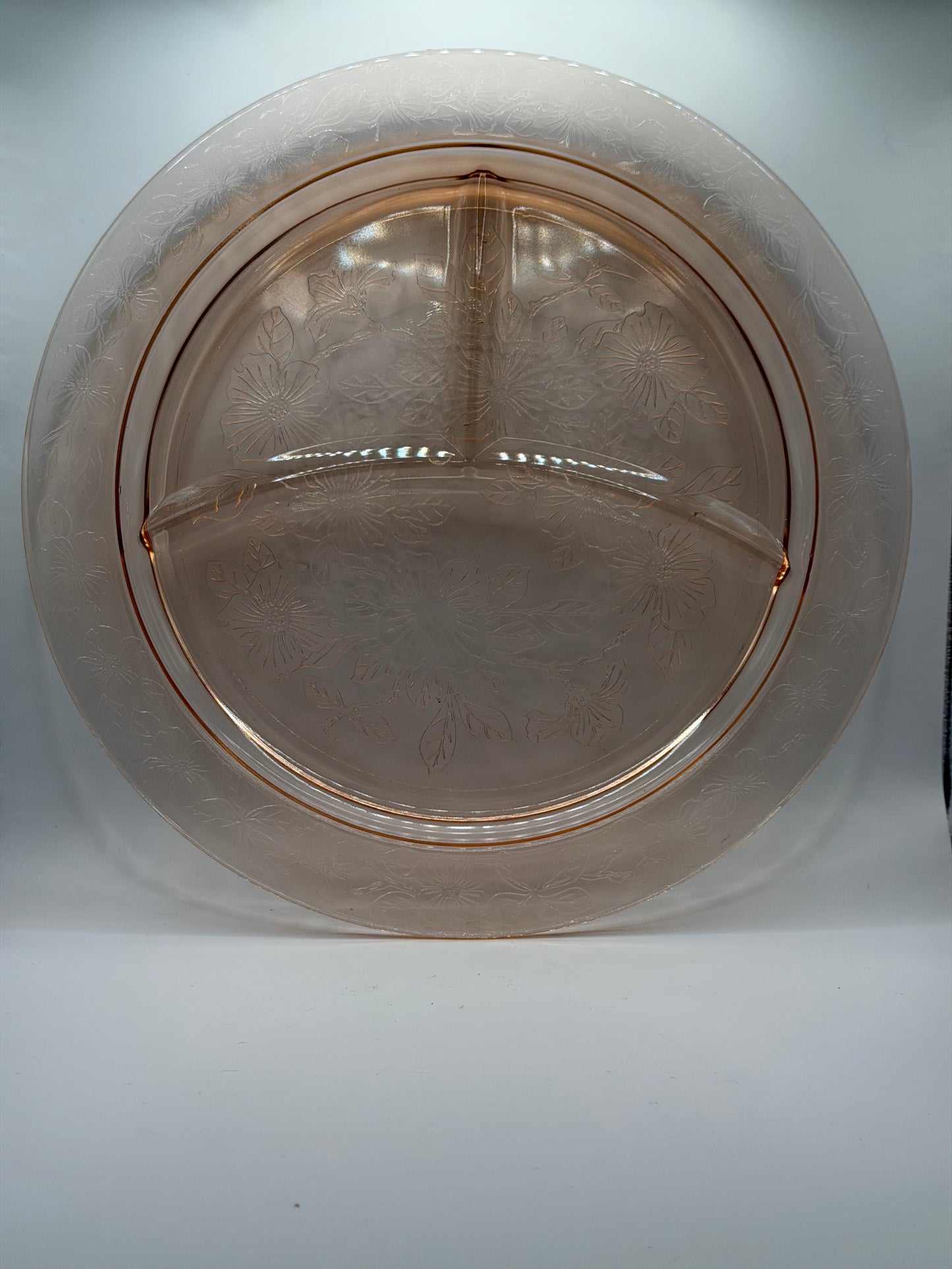 Vintage MacBeth-Evans Pink Depression Glass "Dogwood" Grill Plate (1929-1932)